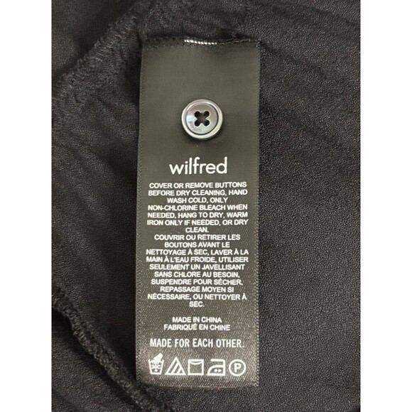 ARITZIA WILFRED Lambrusco Black Drop Waist Mini Dress Large Ruffle LS Crepe - Picture 8 of 10